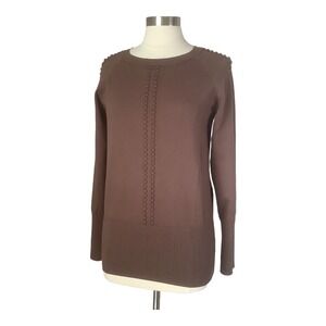 Andree By Unit Sz M Knit Embroidered Chocolate‎ Brown Women's Sweater